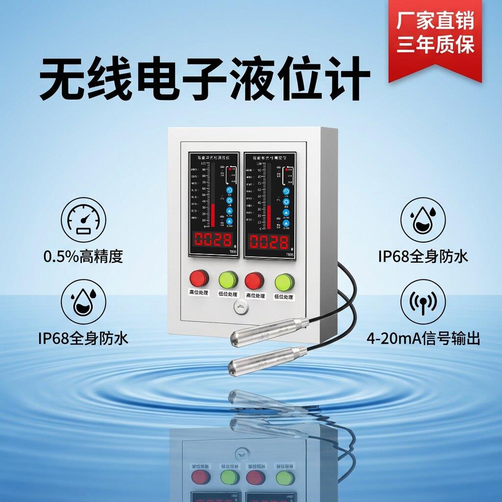 无线电子液位计消防水池光柱液位水位显示器报警器远程液位传感器
