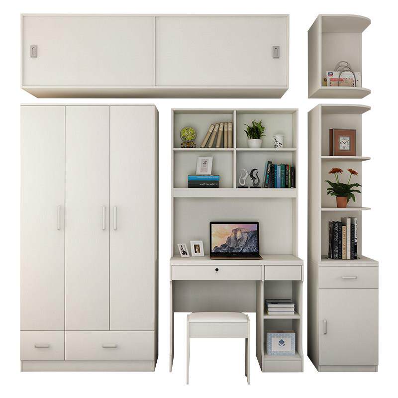 电脑衣柜连书桌一体组合小户型卧室儿童学习桌带书柜书架桌柜书台