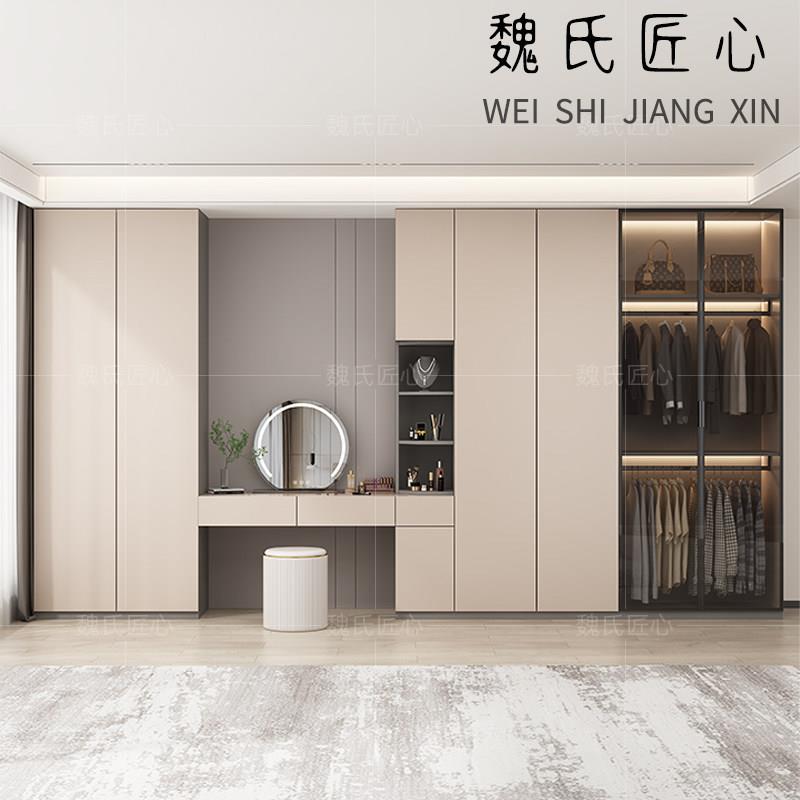 衣柜化妆台一体柜家用卧室现代简约实木大柜子平开门定制主卧衣橱