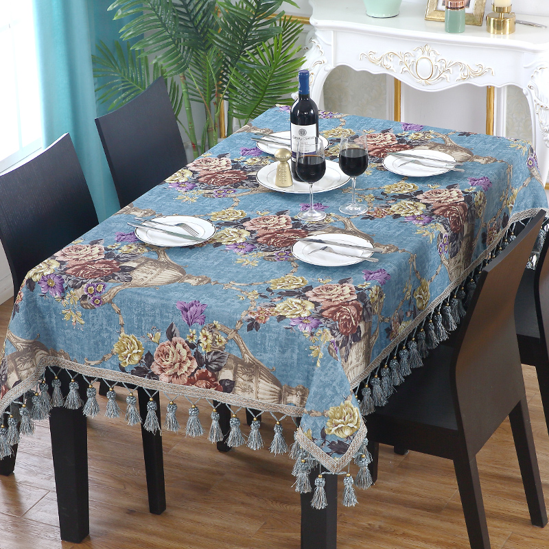 欧式餐桌布布艺高档奢华餐歺西餐厅桌面布台布装饰长方形家用客厅