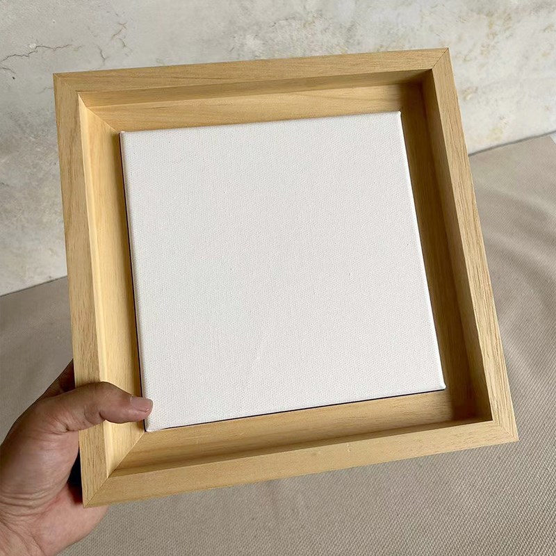 实木油画框厚边悬浮外框L型双层装裱画框订制丙烯简约数字油画框