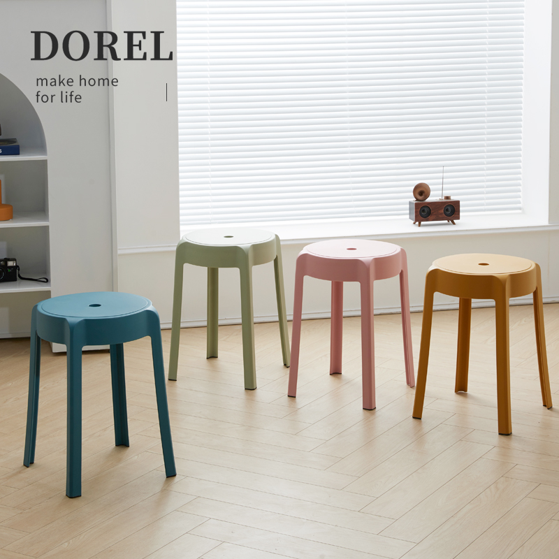 塑料凳子加厚家用餐桌高板凳风车凳子特厚圆凳椅子胶登可叠放商用