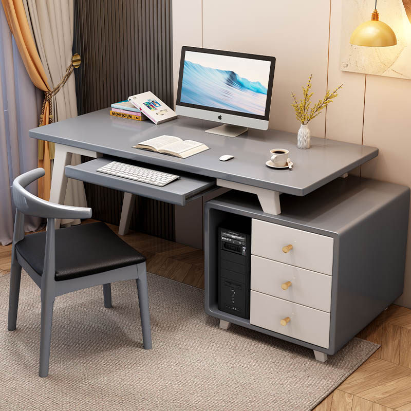 实木书桌书柜一体组合现代简约可伸缩转角卧室家用办公台式电脑桌