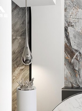 售楼处酒店大堂商场抽象吊装水滴雕塑挂饰玻璃钢创意葫芦水花装饰