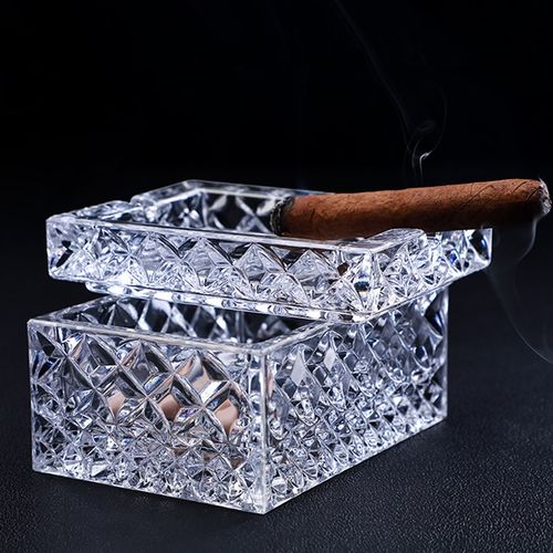 捷克进口BOHEMIA水晶玻璃烟灰缸 家用客厅欧式带盖防飞灰高档烟缸