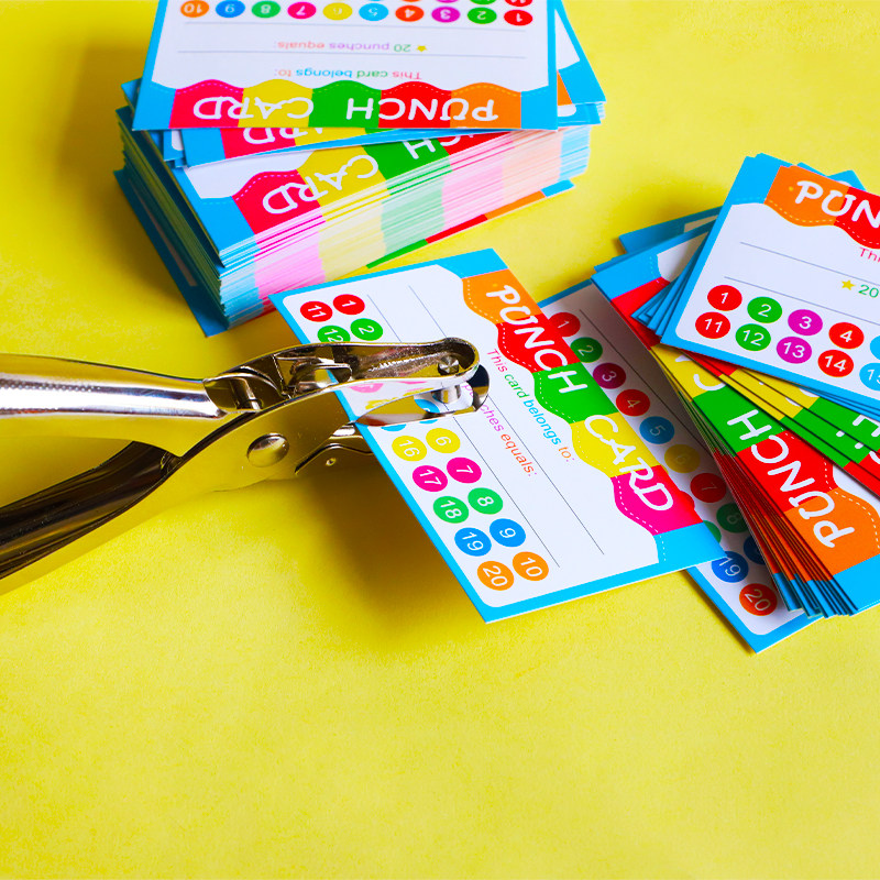 儿童积分卡教师家庭奖励卡片小学生好习惯英语课堂互动教具打孔式