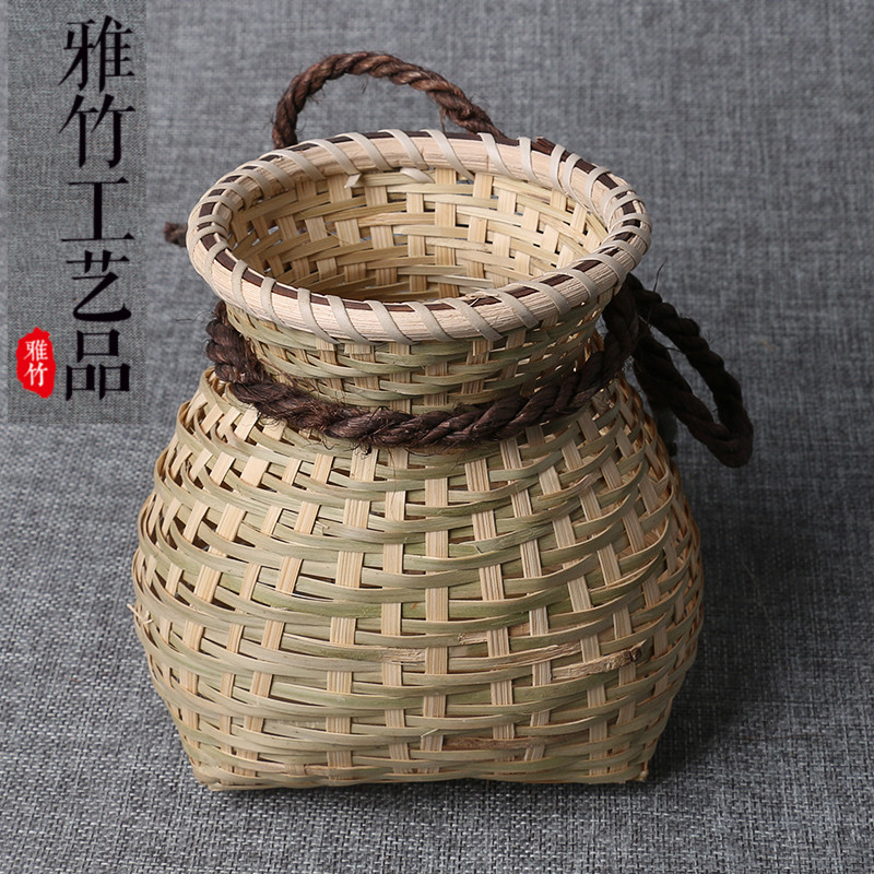 采茶鱼篓装饰舞蹈道具插花编织小竹篓宝宝小背篓竹筐篮子竹编制品