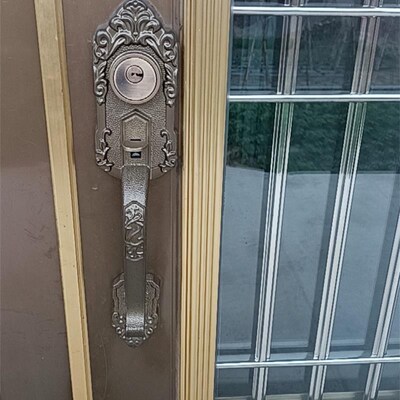 罗普斯金门锁老式铝合金双开门锁俩舌锁古铜拉手按压锁芯配件.