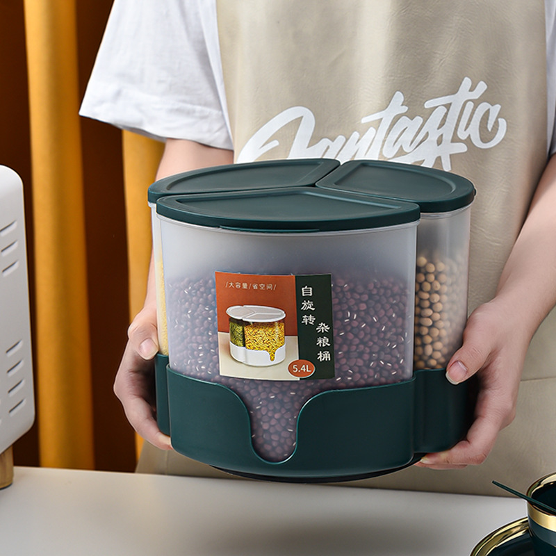 杂粮罐厨房食品储物密封罐塑料旋转透明储存收纳罐五谷防潮密封盒