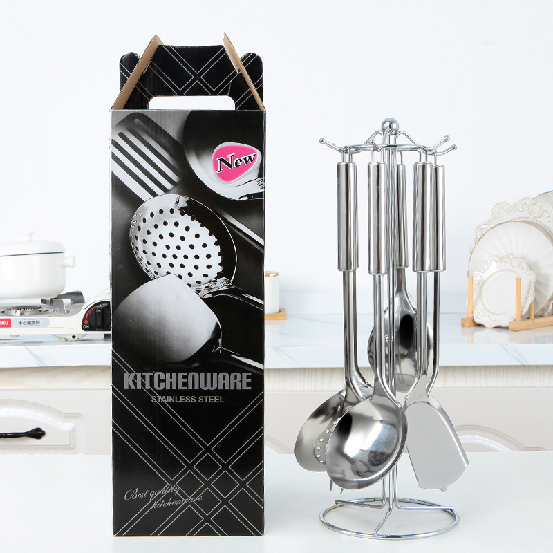 厨具七件套不锈钢厨具套装厨房电器礼品隔热防烫圆管锅铲漏勺汤勺
