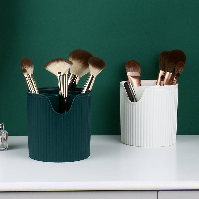 桌面化妆品收纳桶美妆笔化妆刷子筒办公桌面笔筒轻奢眼影收纳刷桶