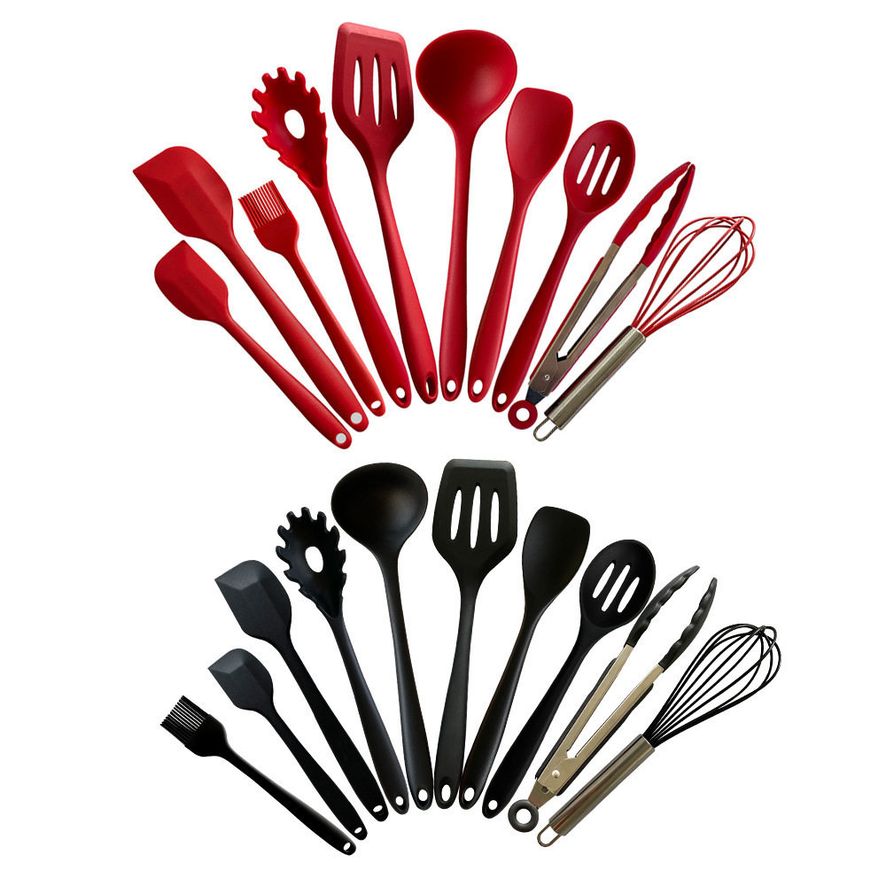 全包整体硅胶尼龙厨具10件套不粘锅厨房烘焙用具烹饪勺铲套装厂家