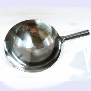 厂家供应32-38cm不锈铁炒锅家用酒店无涂层自粘锅连体炒勺