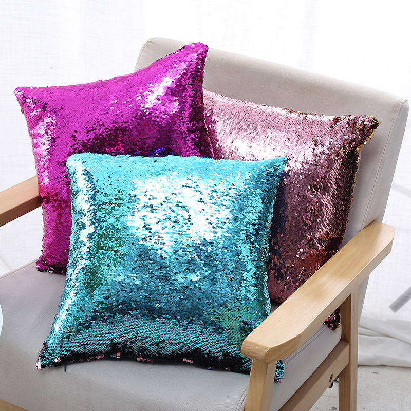 时尚亮片抱枕DIY靠垫靠背双色两用腰靠创意沙发软靠枕套含枕芯