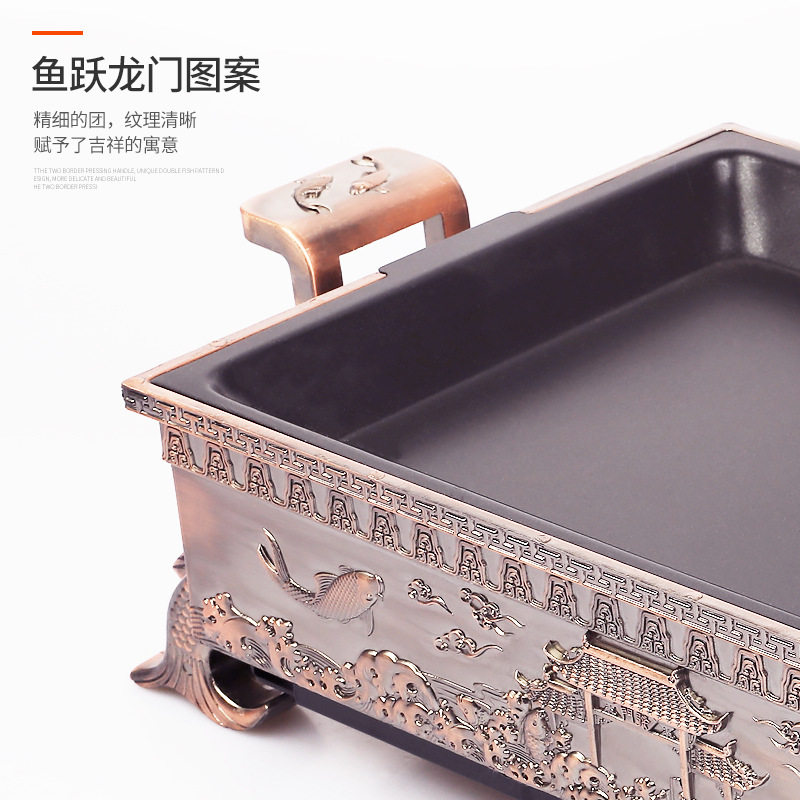 商用诸葛烤鱼炉商用木炭牛蛙盘 铁板烧烤炉BBQ精铁烤肉盘厂家