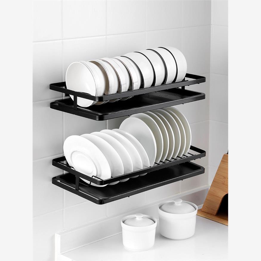 碗碟收纳架沥水架壁挂免打孔家用水池放碗架厨房用具调味架置物架