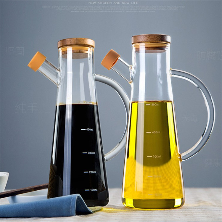 高硼硅玻璃厨房用品调味瓶 带刻度防漏玻璃油壶料酒酱油瓶