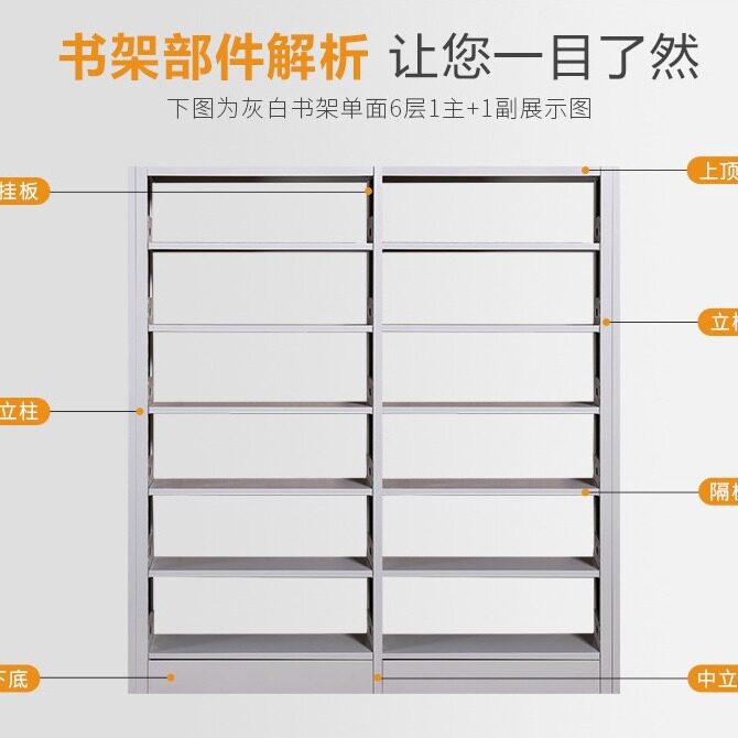 书架学店籍档案多单面面铁资架钢制图书馆校书书架层双料子收纳