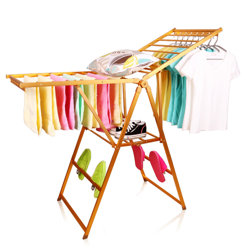 铝合金晾衣架落地折叠凉衣架阳台家用伸缩晒被子室内晾晒不锈钢架