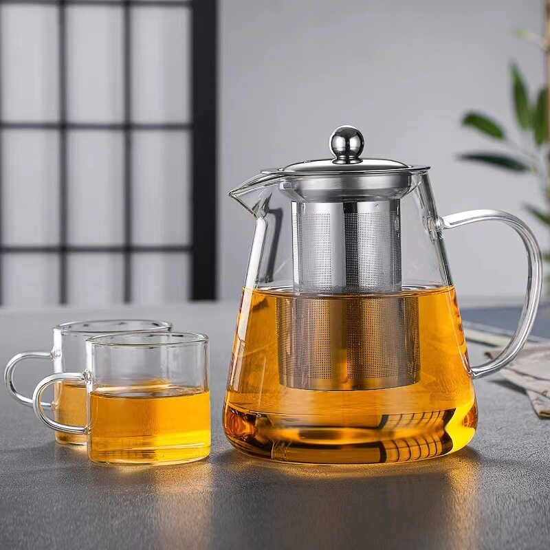 厂家家用加厚四方玻璃茶壶高硼硅不锈钢泡茶壶带滤网高温茶具