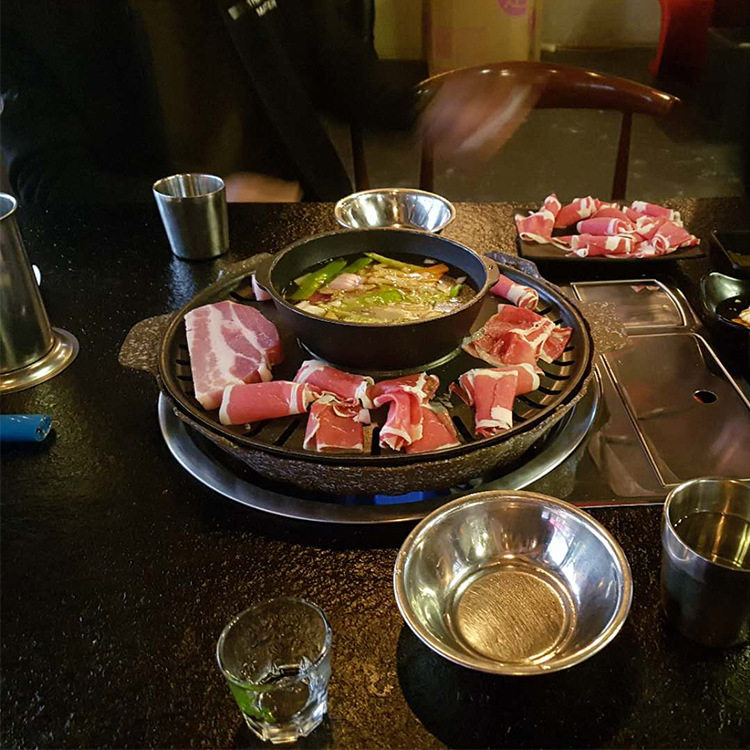 韩式涮烤一体锅通~用水槽搭配330 295鸡蛋糕烤盘燃气卡式炉烧烤盘