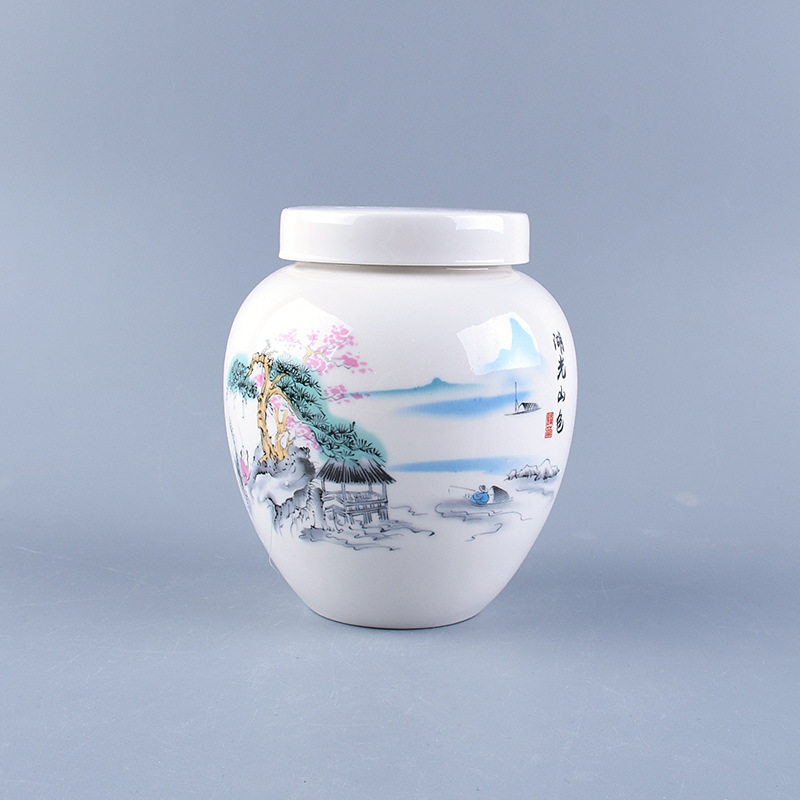 陶瓷2斤蜂蜜罐 膏方材密封缸加LOGO 厂家直销大号茶叶罐
