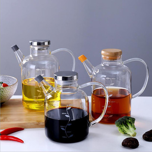 现货高硼硅玻璃带刻度油瓶家用欧式酱油醋调味瓶透明装油罐控油