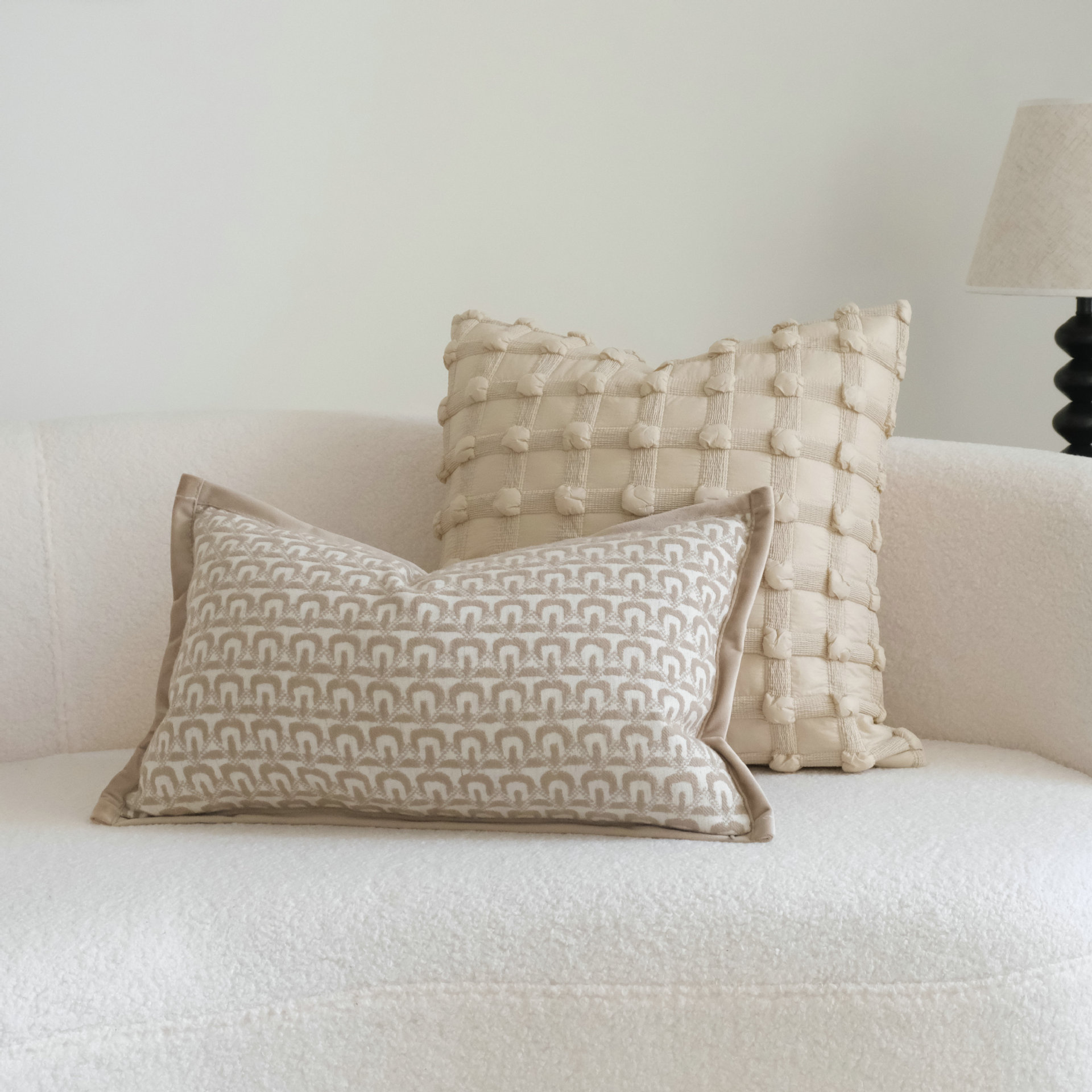 米色系拱门宽边抱枕侘寂风腰枕抱枕套沙发靠垫酒店样板间靠枕套