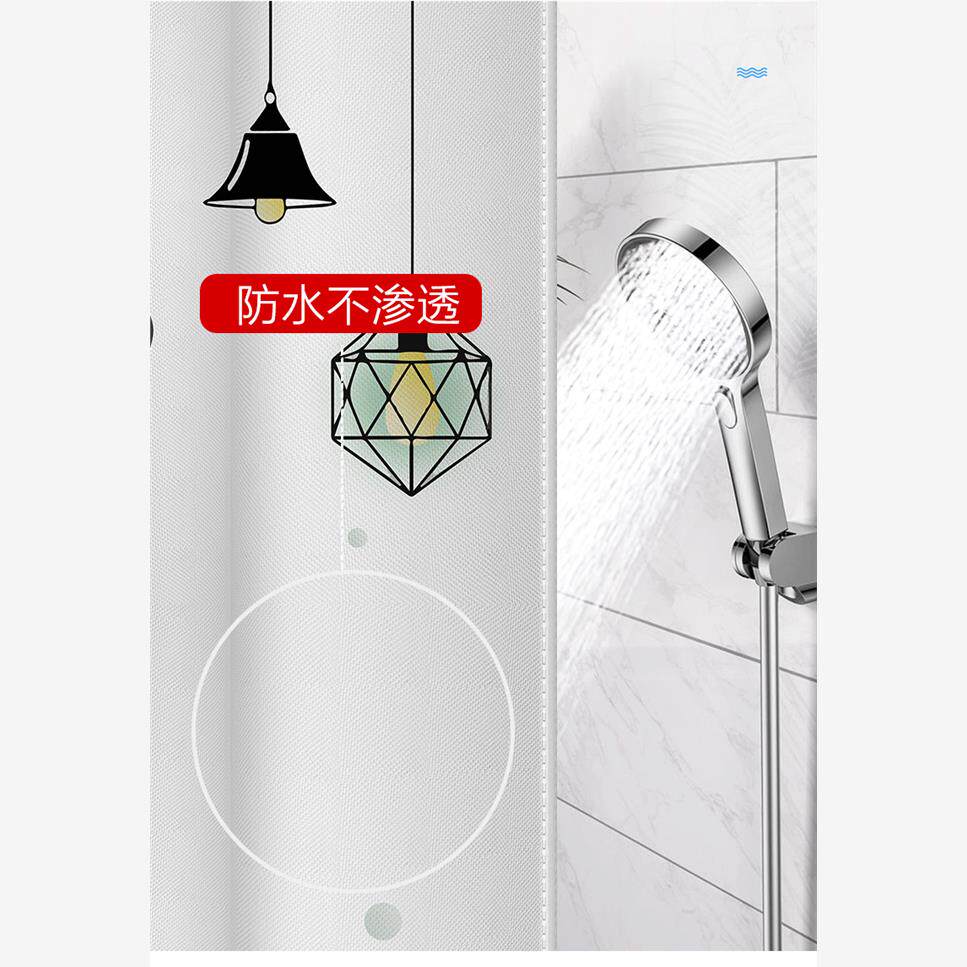 现货厕所洗澡帘浴室浴帘涤纶绿叶吊灯厕所防水淋浴帘卧室窗帘