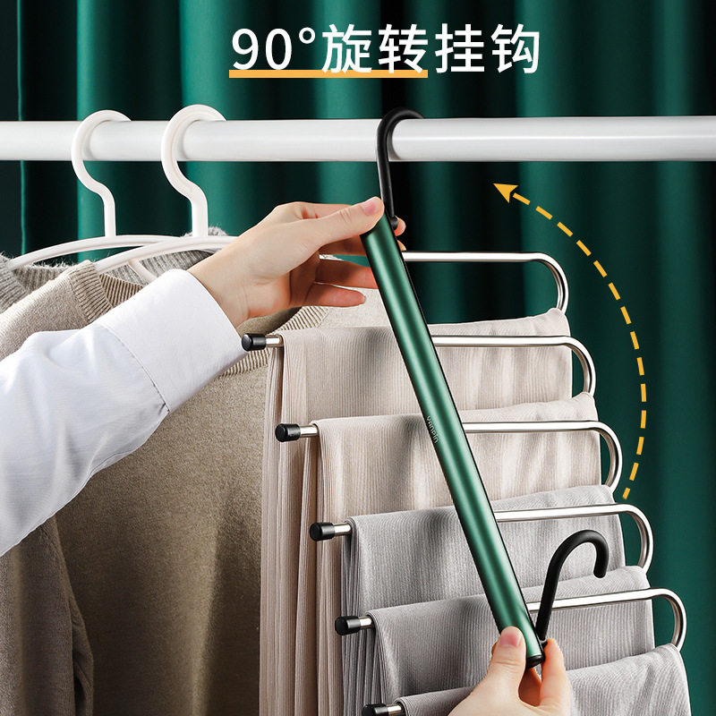 不锈钢伸缩折叠多功能多层裤架裤子衣架家用魔术裤夹衣柜收纳神器