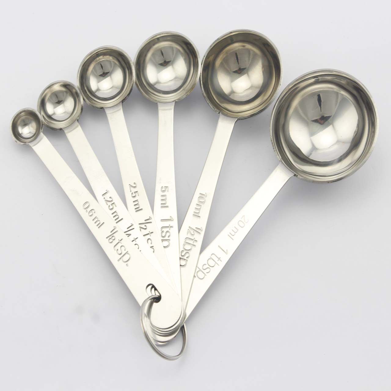 不锈钢6件套圆头量匙带刻度量勺杯厨房小工具