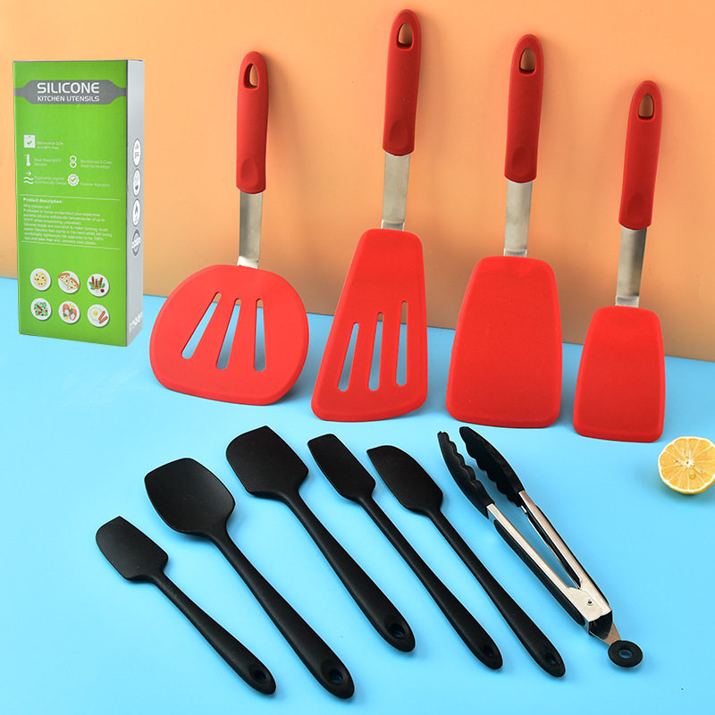 硅胶厨具套装汤勺铲子烹饪硅胶厨具10件套厨房用具