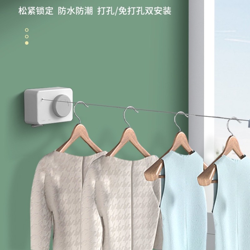 免打孔可伸缩晾衣架室内阳台挂绳厕所酒店晒衣神器户外隐形晾衣绳