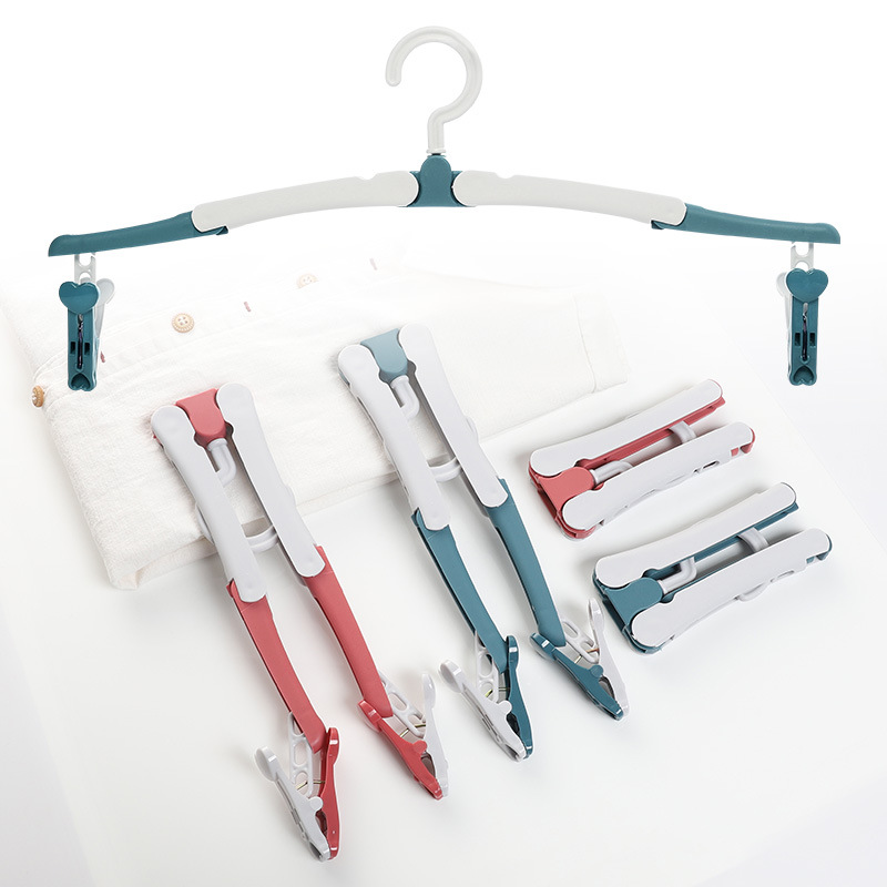 ZQ旅行折叠衣架晒袜子内衣便携式多功能凉衣架带夹子宝宝衣架子衣