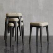 高凳餐凳梳妆餐桌凳子凳叠放凳子板凳家用方形塑料客厅餐厅软包可