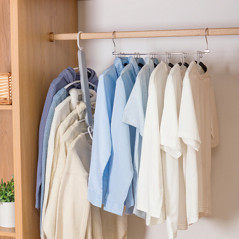 多功能多层折叠不锈钢衣架工厂直销衣柜防滑一拖六痕衣服裤子