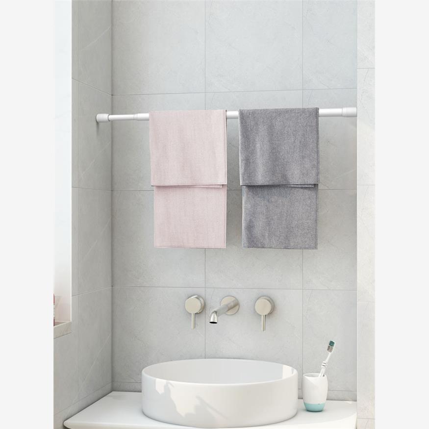 ZQ免打孔伸缩杆简易撑杆浴室收纳杆卫生间挂衣物毛巾细杆浴帘晾衣