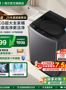 国家补贴海尔波轮洗衣机12公斤超大容量家用10KG全自动20E旗舰店