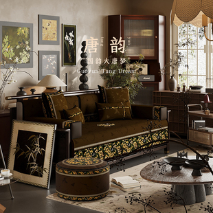 中国风沙发垫氛围感沙发坐垫轻奢高级感花鸟沙发套罩蝶恋花 新中式