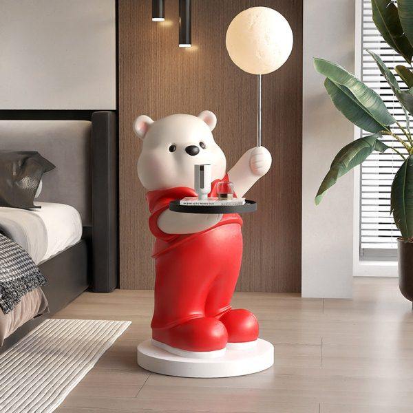 奶油风大型熊落地摆件家居饰品托盘乔迁电视柜沙发旁灯新年礼物,家居饰品,落地摆件,淘宝优惠券,粉丝福利购,淘宝优惠卷