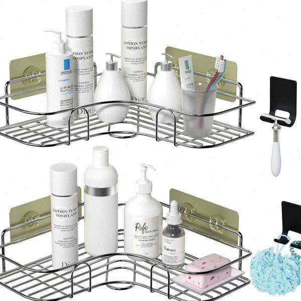 不锈钢桃子三角架浴室免打孔置物架卫生间转角收纳架子墙壁整理架,收纳整理,冰柜置物架,淘宝优惠券,粉丝福利购,淘宝优惠卷