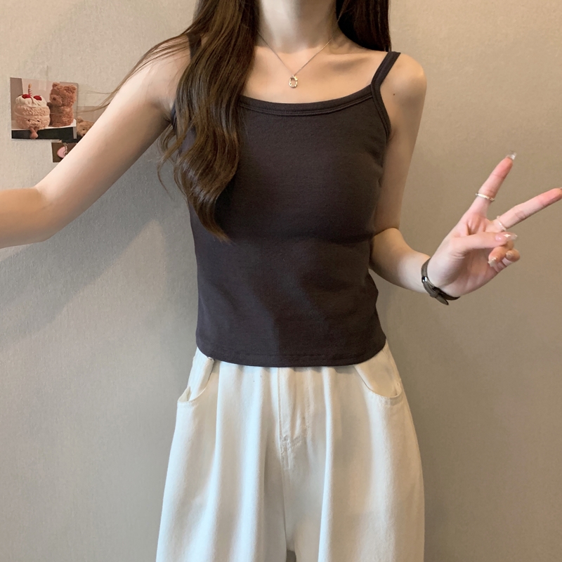 吊带女西装内搭2025夏季纯棉小背心打底带胸垫白色遮副乳外穿上衣