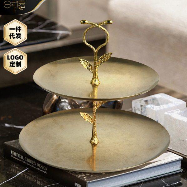 金属圆形双层托盘档欧式轻奢复古收纳盘果盘家用茶几玄关装饰盘,饰品/流行首饰/时尚饰品新,摆件,淘宝优惠券,粉丝福利购,淘宝优惠卷