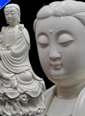 观音陶瓷收藏品仿古瓷器 坐岩工艺品家居15摆设艺术品摆件 吋仿古