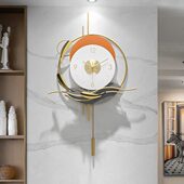 背景墙餐厅新中式 创意钟表挂钟家用时钟大气钟壁时尚 客厅装 饰个性