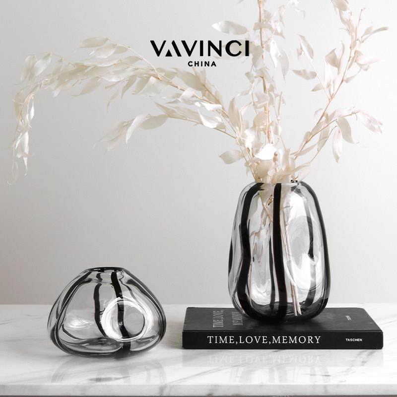 梵其轻奢花瓶玻璃花器摆件简约现代家用客厅餐桌茶几高端软装饰品