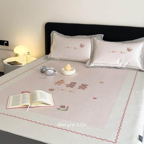 木悠卡通数码印花夏季凉感冰丝凉席三件套学生宿舍1.2m空调软席子