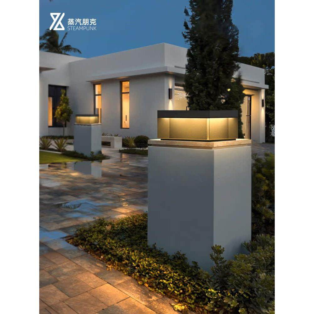 太阳能柱头灯户外防水庭院灯室外草坪灯围墙柱子灯简约别墅门柱灯