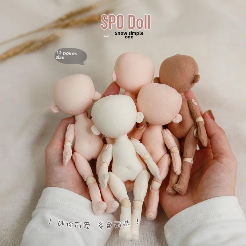 雪普普手工DIY材料包迷你娃娃鬼娃娃12点木珠关节可移动小身体Ob1