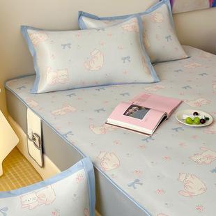 夏季 双人冰丝软 A类卡通凉感冰藤凉席三件套可水洗空调凉席床笠款